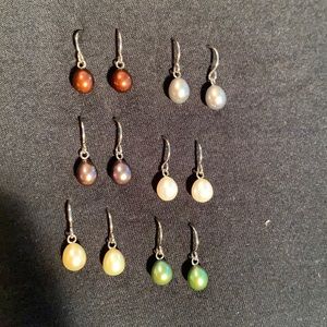 Set of Six Pairs Pearl Earrings